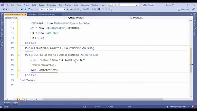 VB.Net Put Data From SQL Database To Combobox With Module