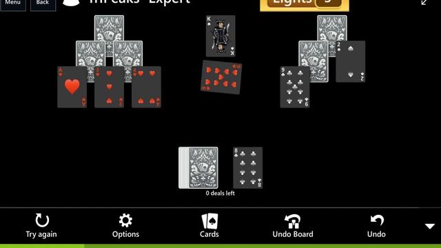 Star Club\Solitaire Dark\TriPeaks: #12 TriPeaks - Expert - Clear 9 Eights in 1 deal смотреть онлайн