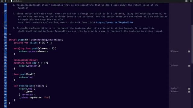 Stack implementation in Swift смотреть онлайн
