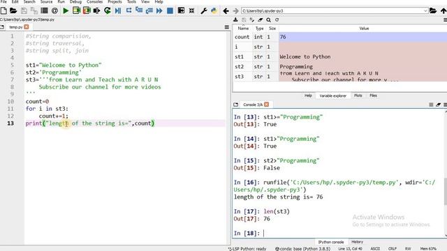 #PythonInTamil #30 | #StringCompare #StringTraversal #join() #split() | #PythonProgrammingInTamil смотреть онлайн