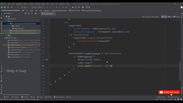 How to Implement Custom View Pull to Refresh in Jetpack Compose | Android | Kotlin | Make it Easy смотреть онлайн