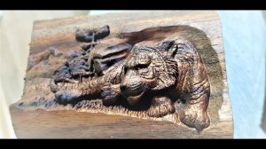 3D обработка красного дерева. Символ 2022 года, ТИГР.