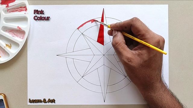 Rainbow Compass Rose || Geometric Compass || How To Draw Compass With Step By Step Guidance