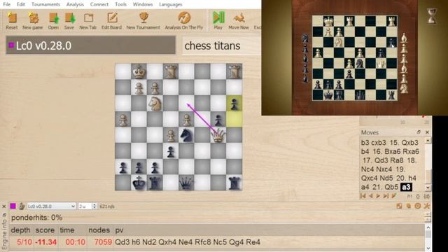 Microsoft Chess Titans vs. Lc0 v0.26 смотреть онлайн