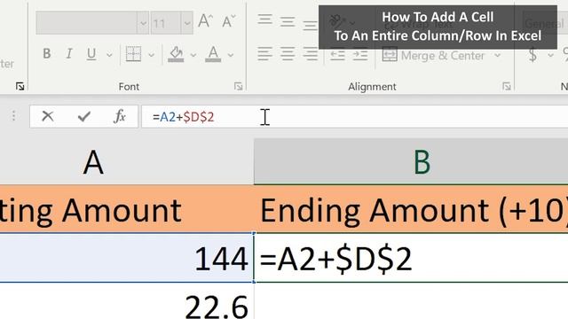 How To Add A (Specific) Cell Value To An Entire Column Or Row In Excel Explained- Absolute Referenc смотреть онлайн