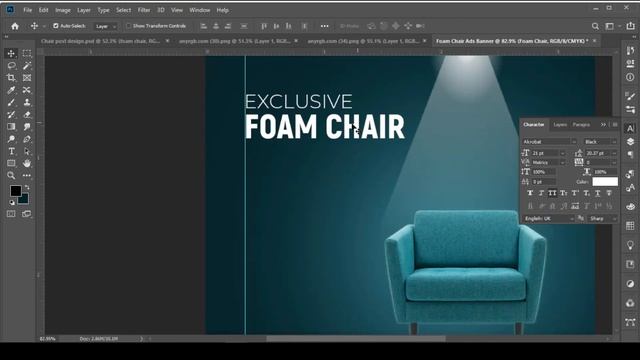 Furniture Ads Banner Design Tutorial | Instagram Ads Banner | Photoshop Tutorial