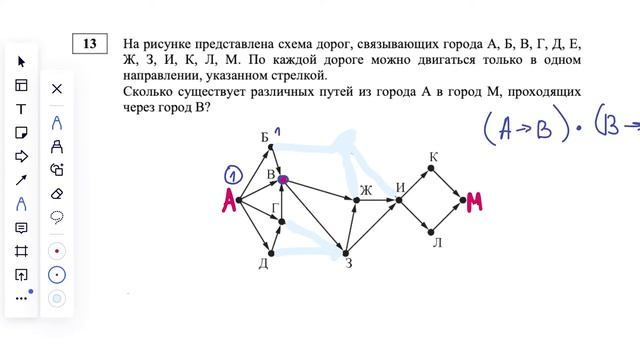 Задание 13 | Схема дорог | Разбор ДЕМО варианта ЕГЭ по Информатике 2022 смотреть онлайн