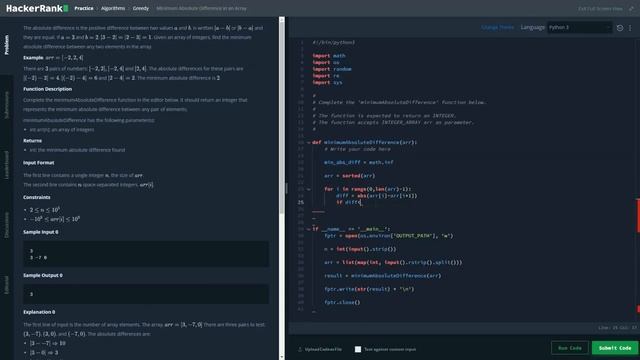 15 Greedy : Minimum Absolute Difference in an Array смотреть онлайн