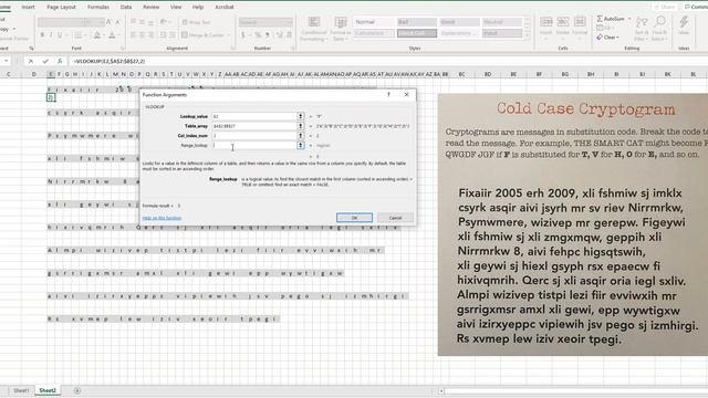 How to Solve a Cryptogram Using Excel & VLOOKUP смотреть онлайн