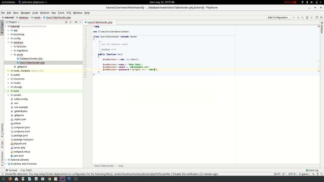 Proyecto basico Usuarios y roles con Laravel y VUE JS Parte 5 - Seeder para users model смотреть онлайн