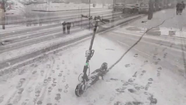 Xiaomi Electric Scooter Pro 2 (Xiaomi M365 Pro 2) caught in snowstorm. смотреть онлайн