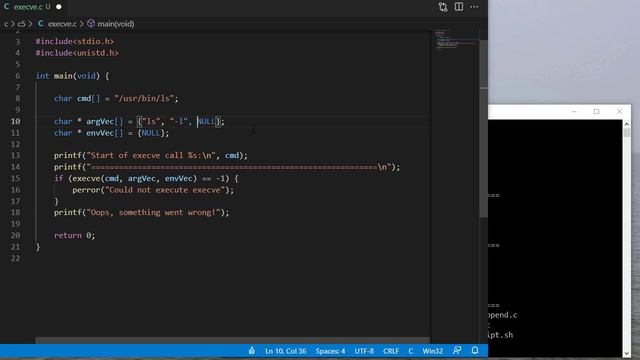 Using execve in C смотреть онлайн
