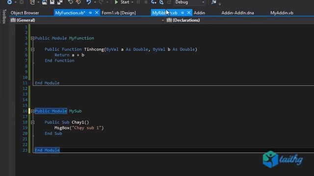 Lập Trình VB.Net Excel - Bài 7. Function & Sub Cơ Bản Gọi Form