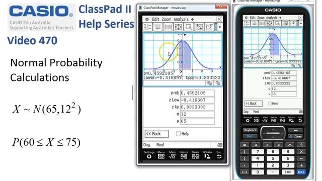 ClassPad Help 470 - Normal Probability Calculations смотреть онлайн