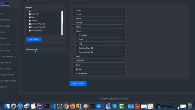 how to user drag and drop menu builder of dizzcox Multipurpose website cms laravel смотреть онлайн