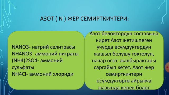 Минералдык жер семирткичтер. Химия.9- 11- класс смотреть онлайн