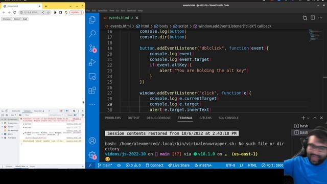 AM Coder - Javascript Browser Events Masterclass (Plain Vanilla DOM) смотреть онлайн