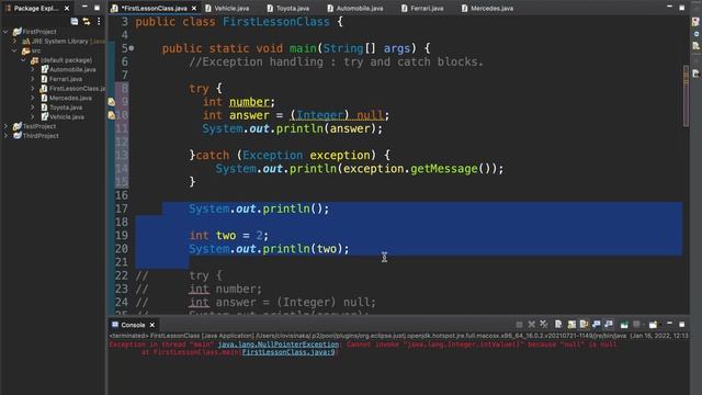 Java: lesson 33 exception handling смотреть онлайн