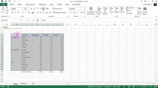 สอน Excel: SUBTOTAL ตอนที่ 1 - การใช้ฟังก์ชัน SUM() และ SUBTOTAL() смотреть онлайн
