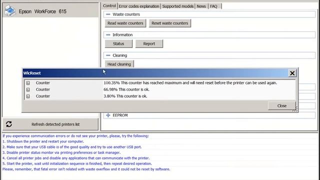 Reset Epson WorkForce 615 Waste Ink Pad Counter смотреть онлайн