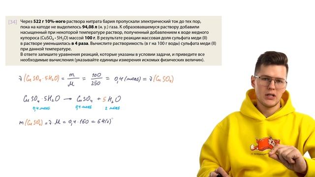 Задача №34 на электролиз и растворимость | ЕГЭ по химии 2024 смотреть онлайн