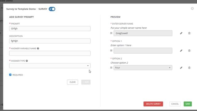 Ansible Tower/Ansible Control Survey To Template Demo смотреть онлайн