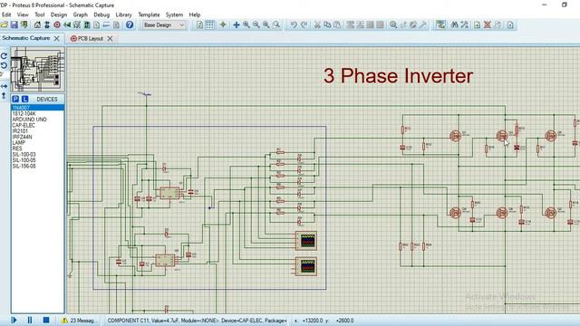 3 Phase Inverter Simulation on PROTEUS with Gate Driver Circuit. смотреть онлайн