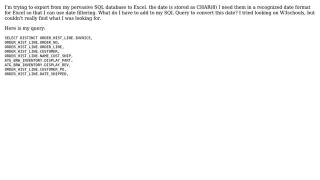 Convert date from SQL text to Excel date format смотреть онлайн
