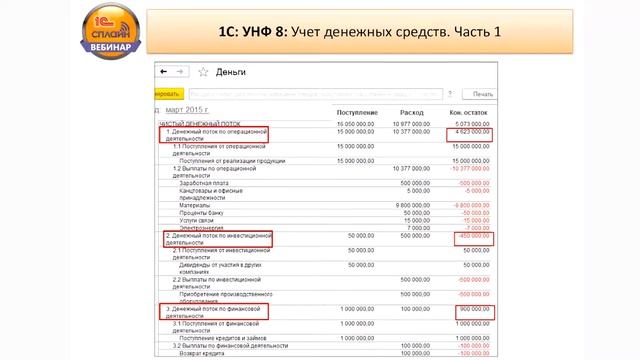 1С: УПРАВЛЕНИЕ НАШЕЙ ФИРМОЙ. Учет денежных средств (часть 1) смотреть онлайн