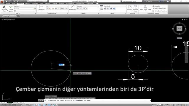 AutoCad Genel #3 - Circle (Çember komutları) смотреть онлайн