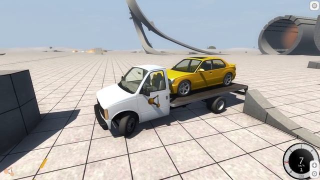 BeamNG Drive Experimental Branch - Trying to Transport a Car With the Flatbed Van смотреть онлайн