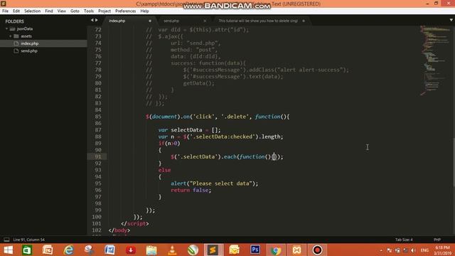 Delete single or multiple selected data using Ajax, jQuery, PHP and MySql. смотреть онлайн