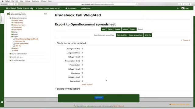 Moodle 2.8: Gradebook 5: Export to Excel смотреть онлайн