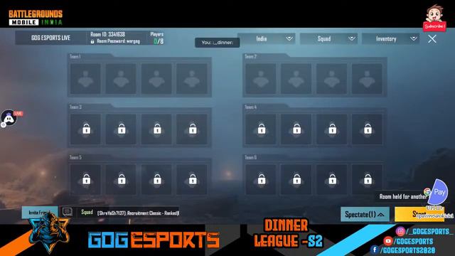 DINNER LEAGUE WEEK S2 D4 | 9.30PM | GOG ESPORTS | PRESIDENT GOG | BGMI CUSTOMS смотреть онлайн