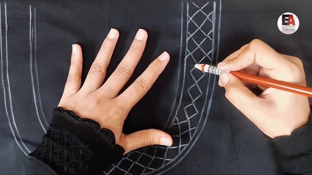 How to draw neck design sketch on black cloth | neck sketch design for hand embroidery. смотреть онлайн