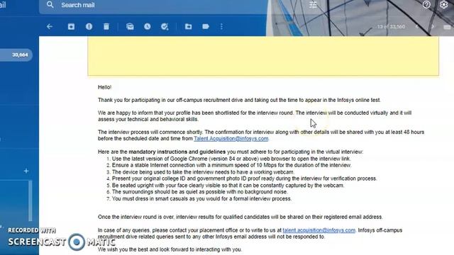 Infosys 2nd Round Interview Mail Received | GenC Programmer Trainee - IT PT Off Campus | смотреть онлайн