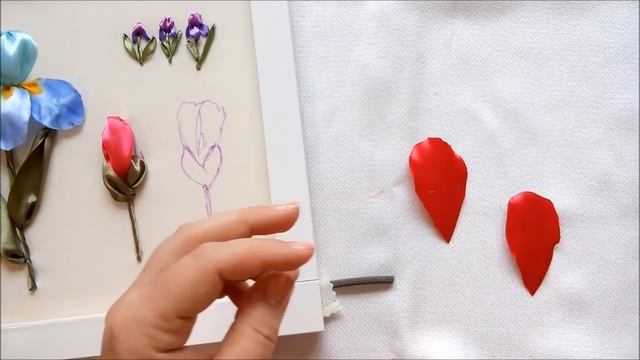 МК. Разные способы вышивки ириса. Часть 4. Вышивка бутона ириса  2 способа .