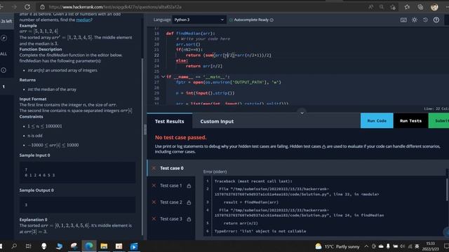 Median finding problem in HackerRank mock test смотреть онлайн