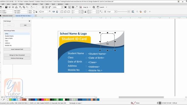 How to Create Bulk of ID Cards in Corel Draw Exercise No. 70 | CorelDraw Tutorial | YN Tutor смотреть онлайн