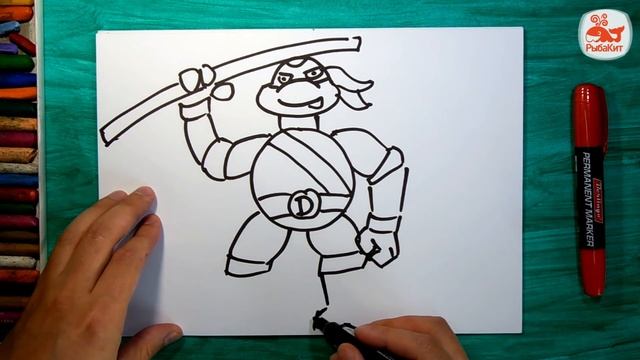 Как нарисовать Черепашку Ниндзя Донателло, How to draw ninja turtles Donatello смотреть онлайн