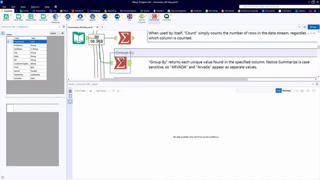 Alteryx Summarize Tool Demonstration смотреть онлайн
