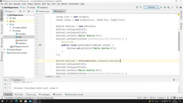 Java - урок 60.2 (Button (кнопка) в JavaFX)