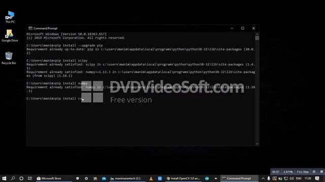 how to install open cv | numpy | scipy | python | pip | command prompt | tamil | manimarantech смотреть онлайн
