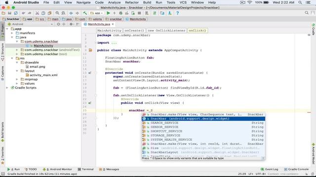 56. Create a Snackbar Using CoordinatorLayout смотреть онлайн