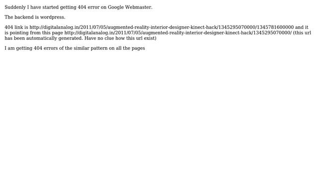 Webmasters: Suddenly I have started getting 404 wordpress errors смотреть онлайн