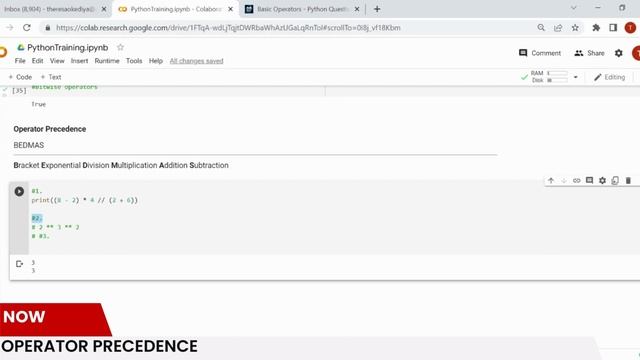 OPERATOR PRECEDENCE IN PYTHON | BEDMAS| Order of Evaluation смотреть онлайн