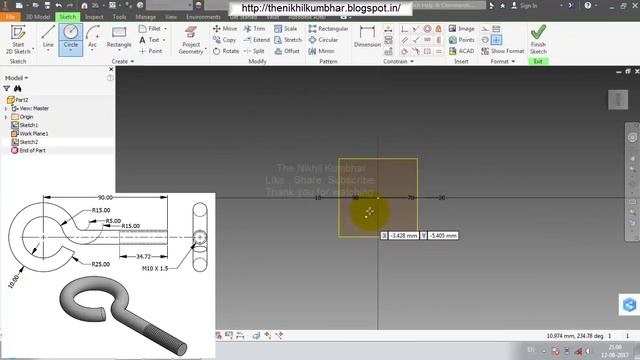 Create Key bolt by Autodesk Inventor 2017 Tutorial смотреть онлайн
