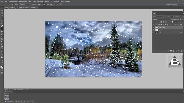 Анимация падающего снега в программе фотошоп