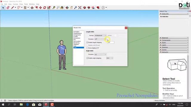 การตั้งค่า หน่วยUnit การใช้งานของโปรแกรม SketchUp смотреть онлайн
