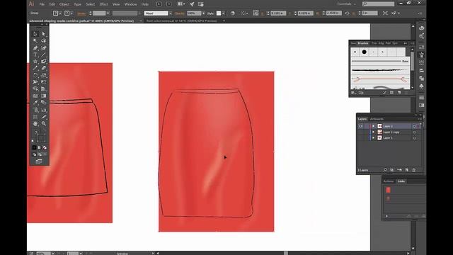 Part 2 Create a clipping mask from multiple objects on a skirt flat sketch in Ai - Week 13 смотреть онлайн